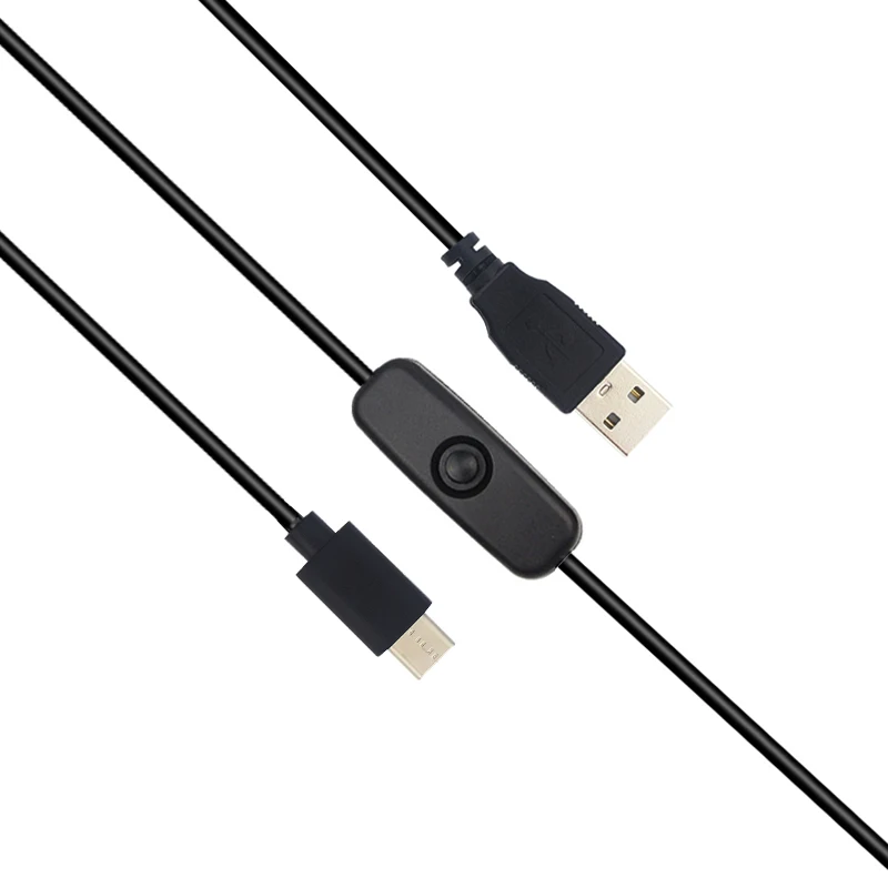 Raspberry Pi 4 Modelo B Cable de carga USB tipo C con botón de encendido y apagado 3A 1M Cable de alimentación USB C para teléfono Android Orange Pi 4 3 LTS