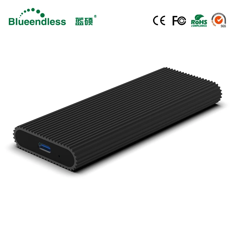 Blueendless-fundas de disco duro Ssd portátil M.2, carcasa de disco duro de alta velocidad tipo C, Usb 3,1, de aluminio negro, Caddy Hdd - imagen 2