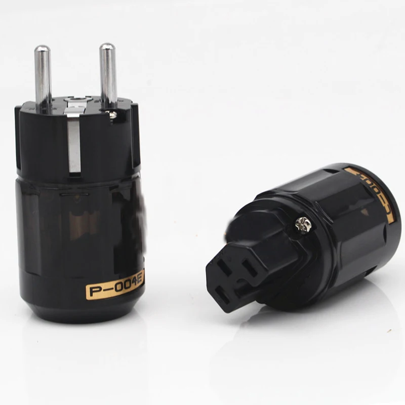 Pares de conectores Hifi chapados en rodio, P-004E SCHUKO, enchufe europeo y C-004 IEC, adaptador de cables de alimentación de audio Hifi - imagen 2