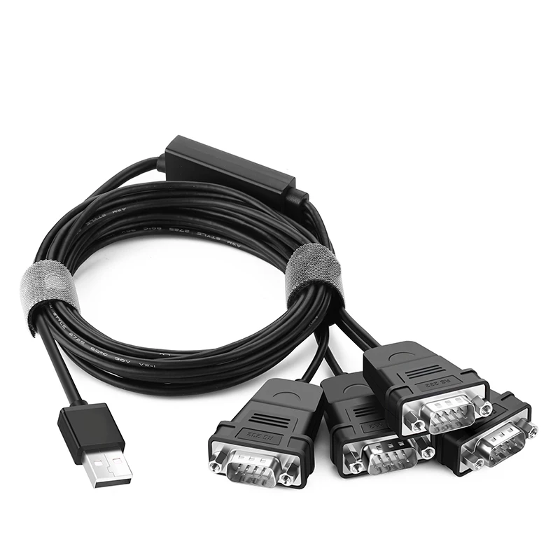 Adaptador de Cable USB a serie RS232, convertidor de 4 puertos DB9 de 9 pines macho a macho con Hexnuts para Windows 10/8.1/8/7/XP/ Vista/Linux