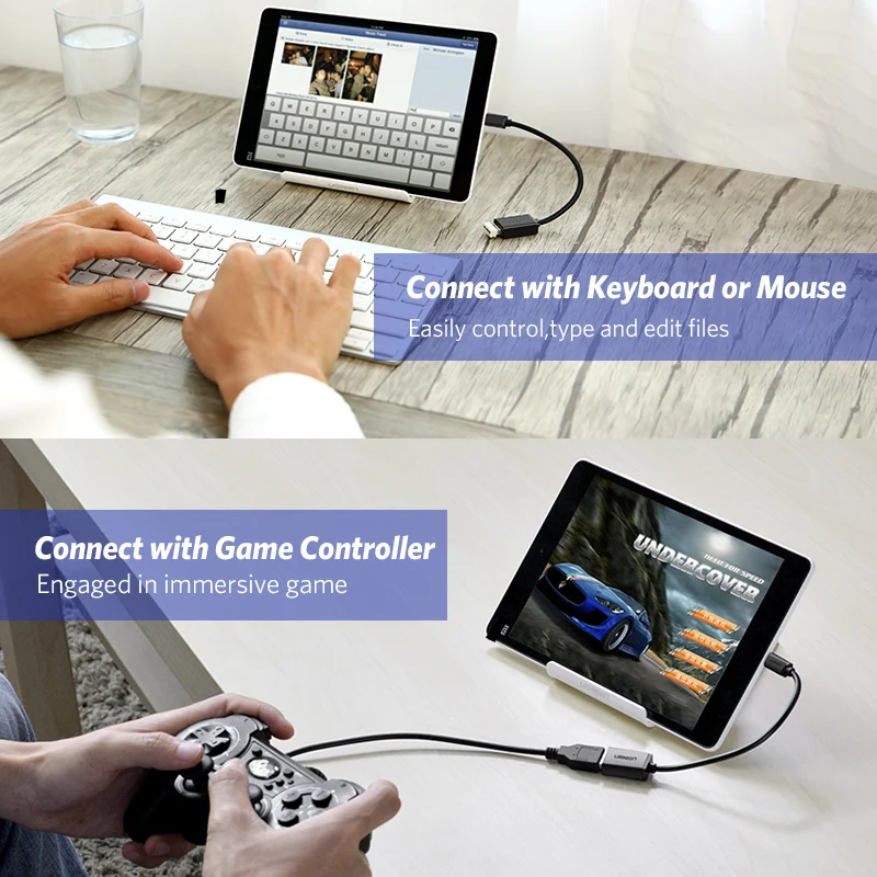 Ugreen-Adaptador de Cable microusb OTG para móvil, Conector Micro USB 2,0 para Xiaomi Redmi Note 5, Samsung S6, tableta, Android - imagen 5