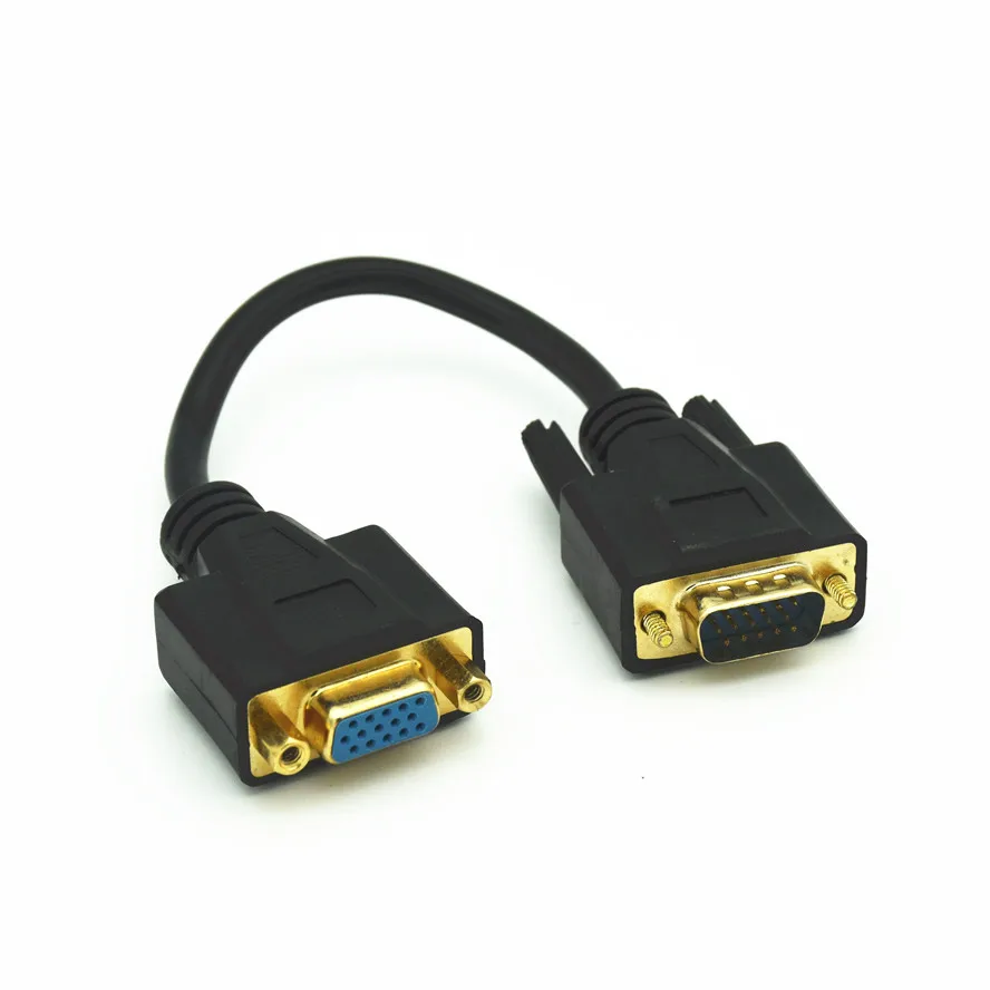 CABLE de extensión VGA a VGA de alta calidad, Cable corto VGA chapado en oro de 20CM, Cable VGA macho a hembra - imagen 3
