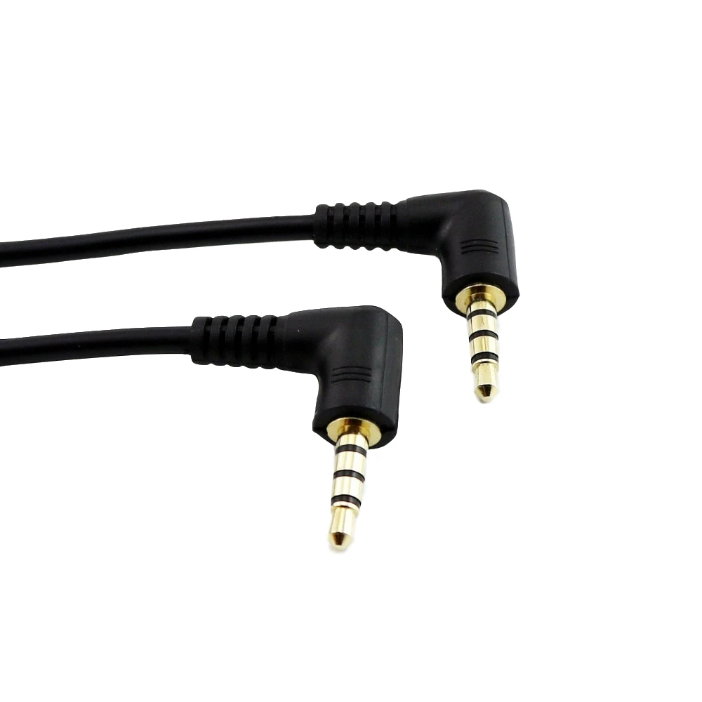 1 unidad de enchufe chapado en oro estéreo 3,5mm 4 polos macho TRRS a macho enchufe de ángulo recto M/M Cable conector corto de Audio 20cm - imagen 2