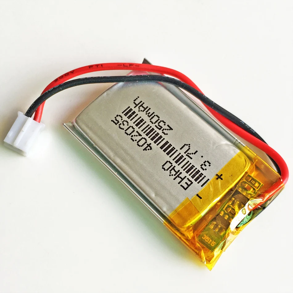 Batería recargable LiPo de 10 piezas, 3,7 V, 250mAh + JST PH 2,0mm, enchufe de 2 pines 402035 para navegador portátil Mp3, GPS, Bluetooth, reloj - imagen 4