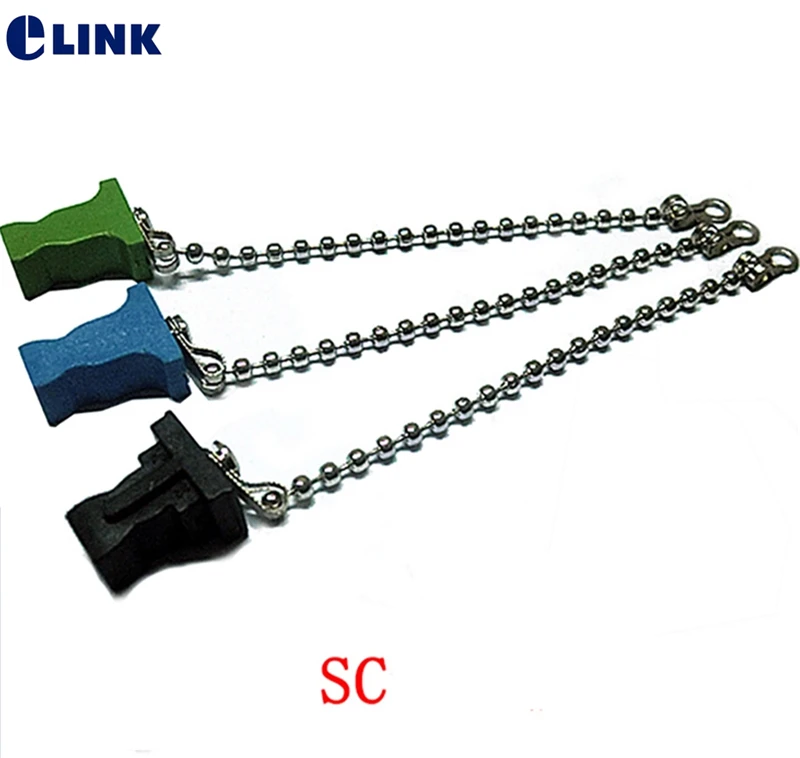 Tapa antipolvo SC con cadena para adaptador de fibra SC, tapón antipolvo para conector SC, Material plástico impermeable, 10 Uds.