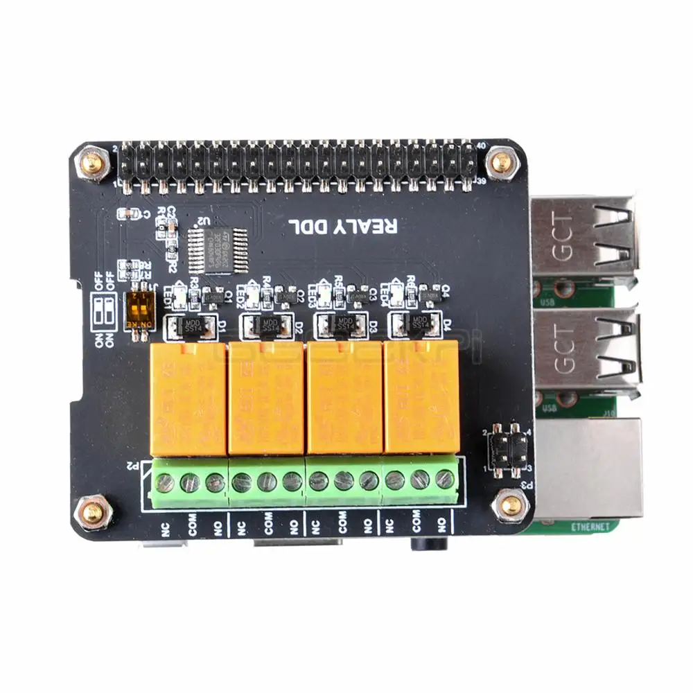 GeeekPi Original Placa de sombrero de relé de 4 canales para Raspberry Pi 4B/ 3B+ (Plus) / 3B / 2B - imagen 5