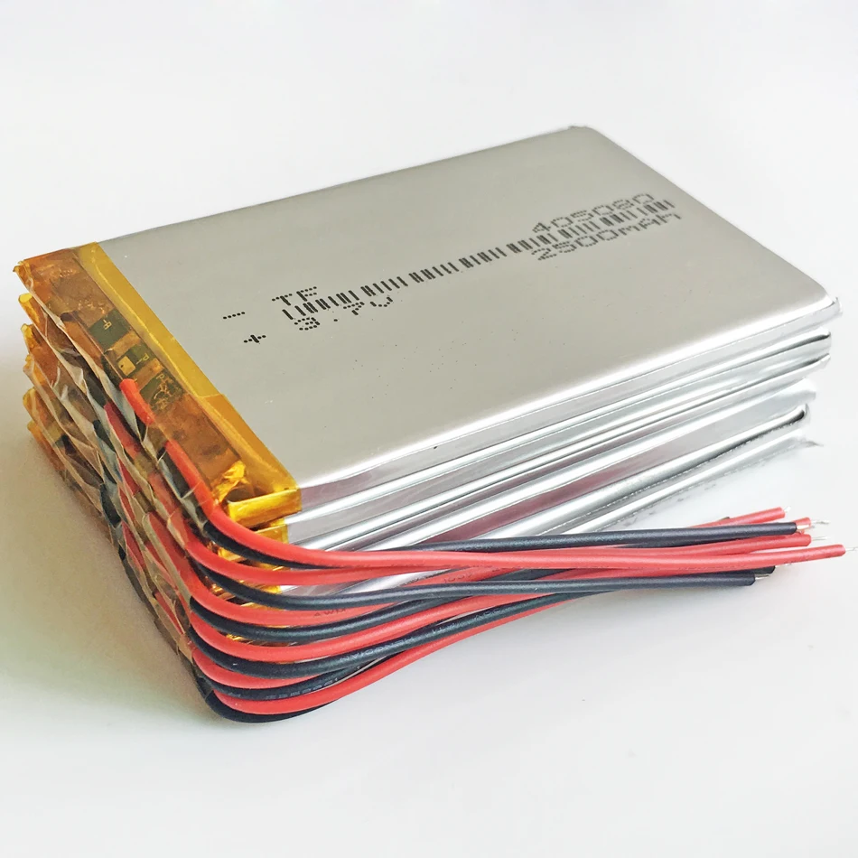 Batería recargable de polímero de litio para ordenador, pila de iones de litio para Mp3, GPS, PSP, tableta, PC, PAD, DVD medio, 5 piezas, 3,7 V, 2500mAh, 405080