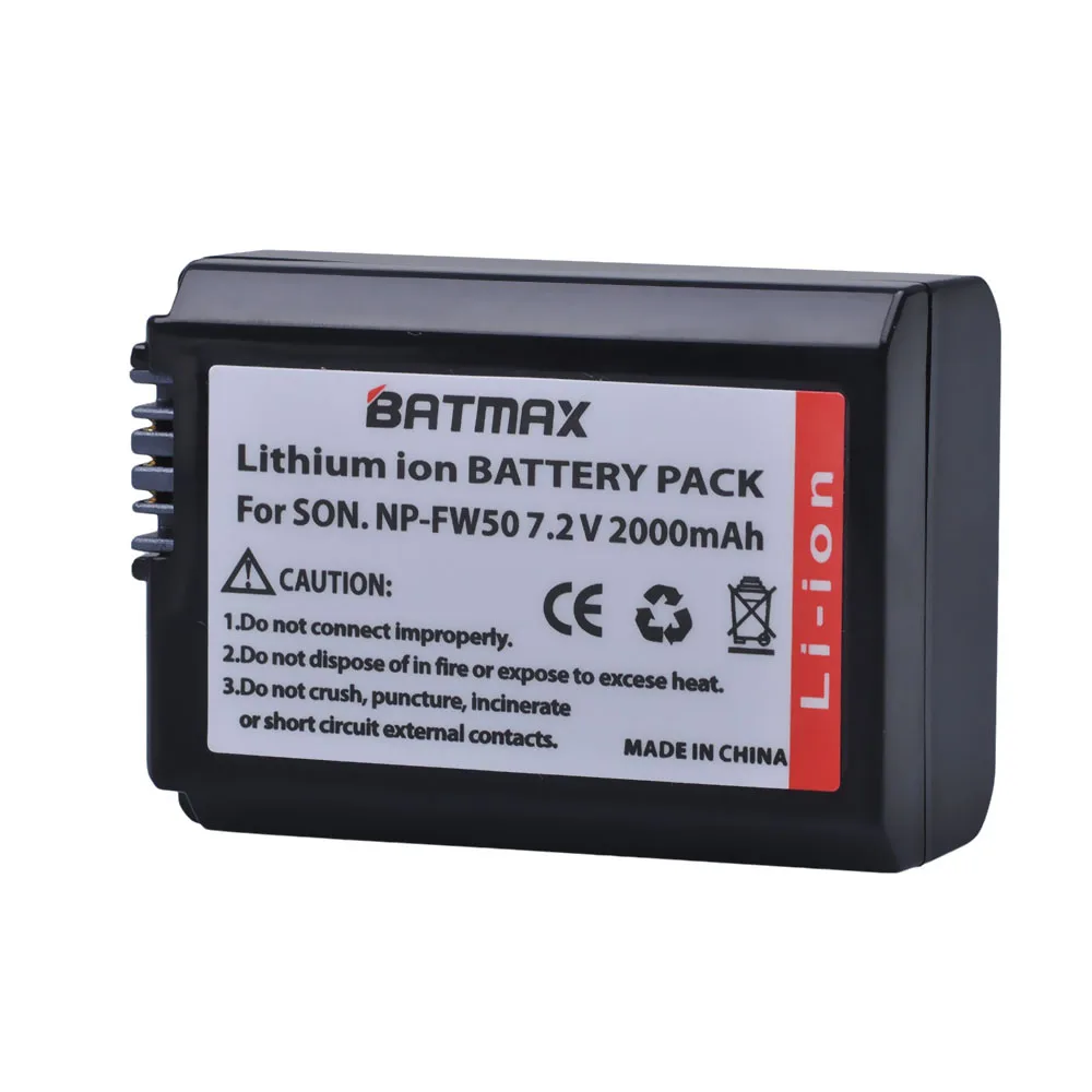 Batmax-batería recargable NP-FW50 NP FW50, para Sony a37, a5100, NEX5T, NEX5R, X-7, NEX6, NEX-5N, NEX5C, NEX3N, NEX3CV, a33, a35, a37, a55, 1 unidad