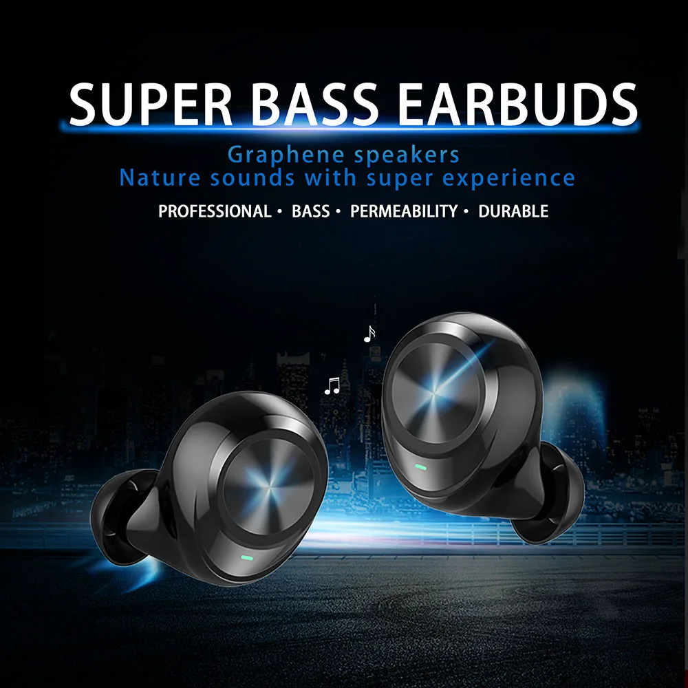 Miniauriculares TWS portátiles, inalámbricos por Bluetooth 5,0, con sonido de Supergraves, para música, resistentes al agua, con Control táctil y doble llamada - imagen 2