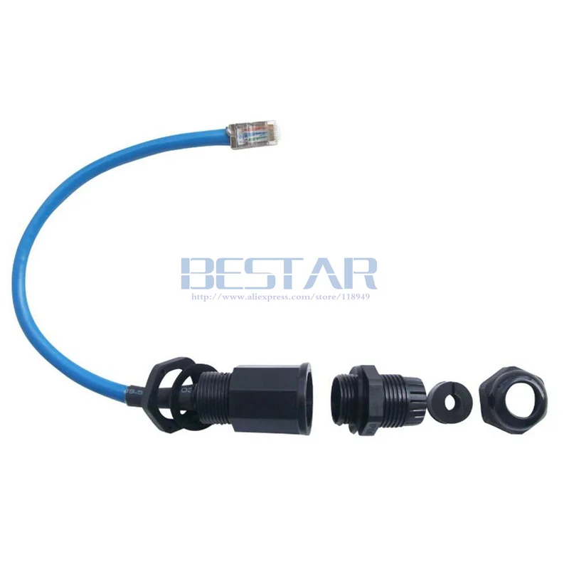 Cable de red de blindaje M22 impermeable CAT6E RJ45 de 0,25 M Ethernet para cámara IP AP para exteriores conector a prueba de agua IP68 - imagen 3