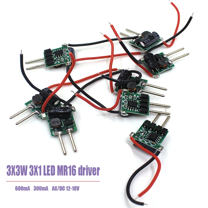 3X3W 600mA 3X1W 300mA MR16 Controlador LED 3X3W transformador fuente de alimentación para lámpara MR16 12V, potencia 3 uds 3W LED lámpara de alta potencia