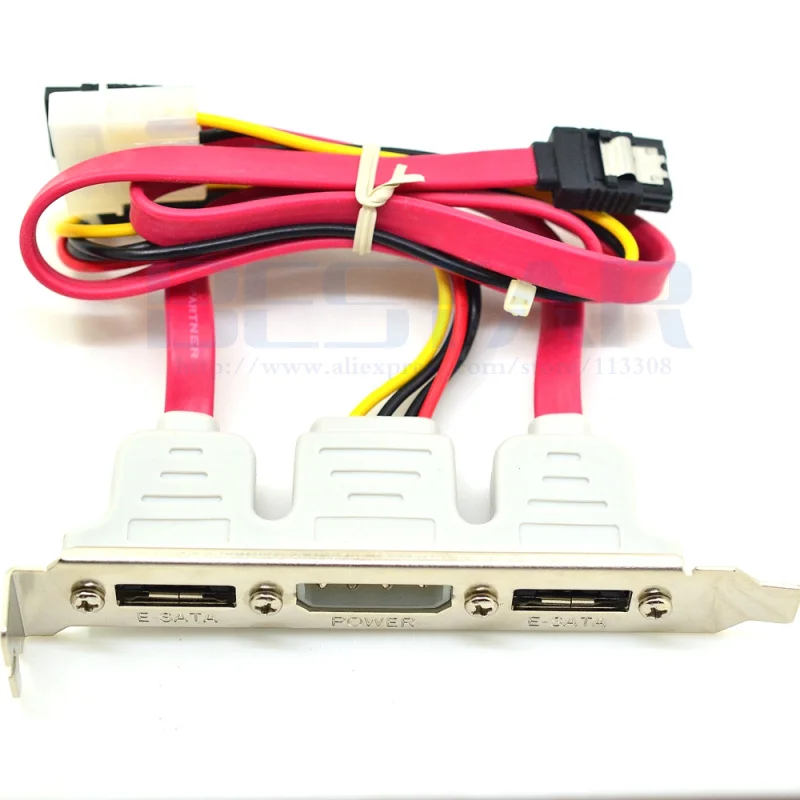 0,3 M Dual 2 puertos SATA a eSATA + IDE 4Pin Power PCI PC Soporte de computadora Cable de ranura 30 cm 2 pies Conjunto externo 3 en 1 - imagen 4