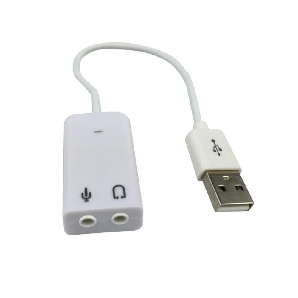Venta superior, enchufe blanco para auriculares con micrófono de 3,5mm a tarjeta de sonido USB 2,0, adaptador de Audio para altavoz de 7,1 canales para raspberry pi 2
