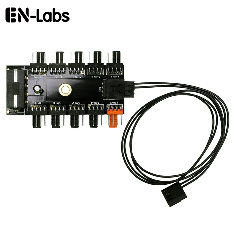 En-labs-sistema de refrigeración por ventilador, 10 canales, CPU Molex, 4 pines, PWM, Splitter Hub, Cable de extensión de potencia, 4 pines, 3 pines, 2 pines