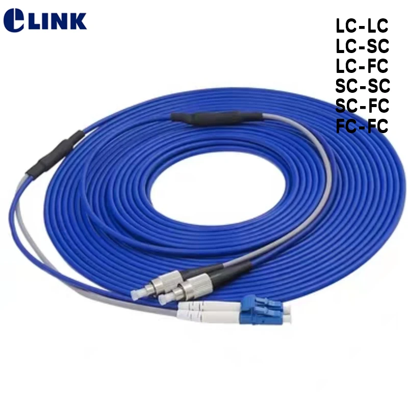 Cable de conexión de fibra óptica de 2 núcleos, cable blindado azul LC STSCAPC LCAPC FC SM ftth jumper monomodo 2C - imagen 5