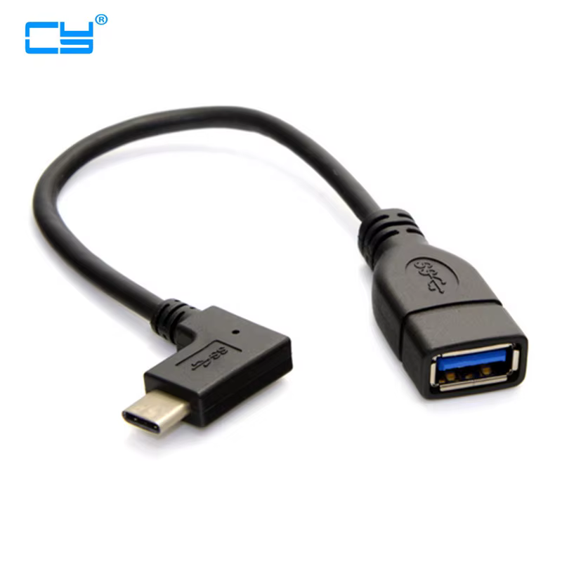 Cable OTG USB 3.1 Tipo C Macho-Hembra 90 grados para Tablet y Móvil
