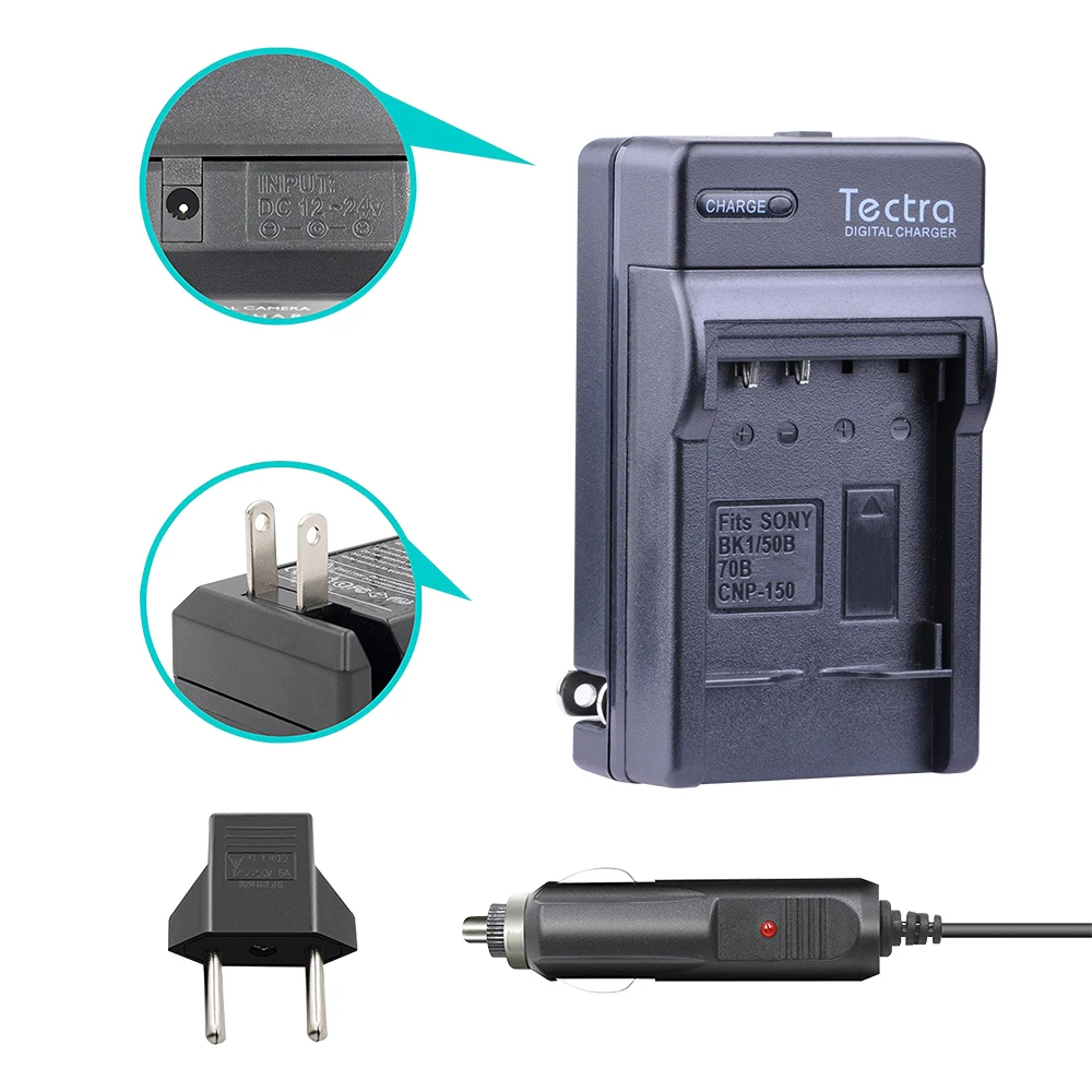 Tectra-Li-50B de repuesto para cámara, cargador Digital y enchufe de coche para Olympus 1020 1010 1030 Pentax X70, paquete de 2 unidades, Li-50B - imagen 4