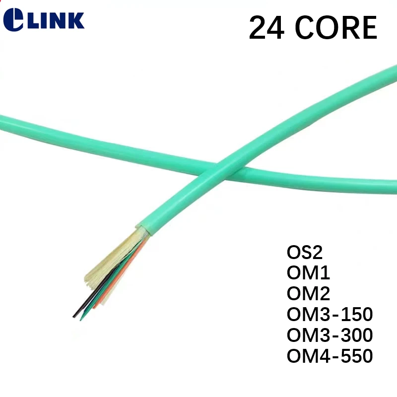 Paquete de cable de fibra óptica para interiores, 24 núcleos, GJFJV-24, OS2, OM1, OM2, OM3, OM4, 9/125, 50/125, 62,5/125um, SM MM, 24 fibras, ELINK, 100Mtr