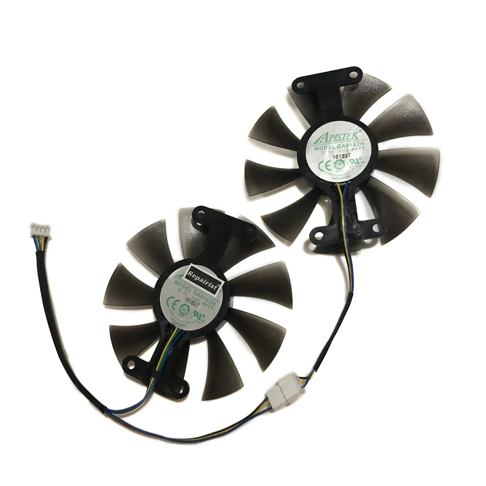 Ventilador de refrigeración GPU, enfriador de gráficos, 2 unids/set, GA91S2H, reemplazar GA91B2U, para PowerColor Red Dragon RX480 RX580 RX470 RX 480 470 580 - imagen 5