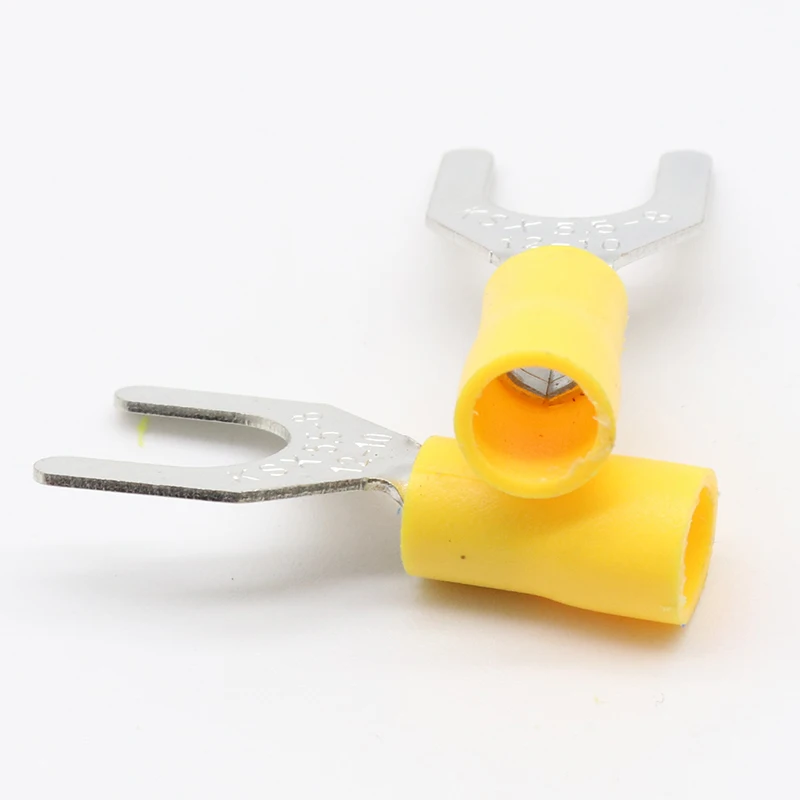 SV5.5-8 conector de Cable de Terminal amarillo 50 Uds. Terminales de conector de engarce de pala de horquilla aislada cableado eléctrico SV5-8 SV - imagen 4