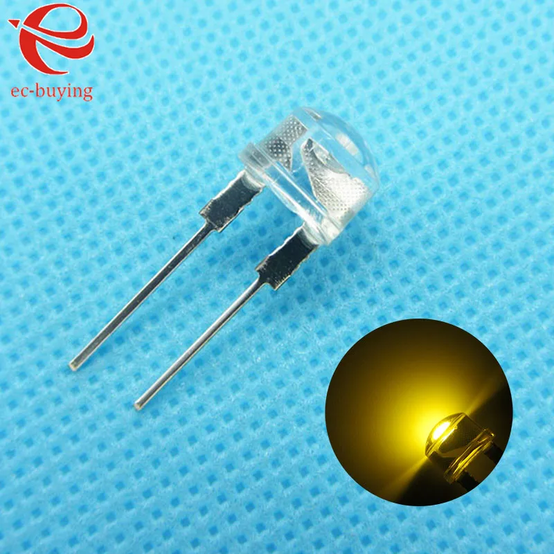 8mm sombrero de paja blanco cálido luz LED diodo emisor lámpara ultrabrillante cuenta enchufable DIY Kit práctica gran angular 8 mm 10 unids/lote
