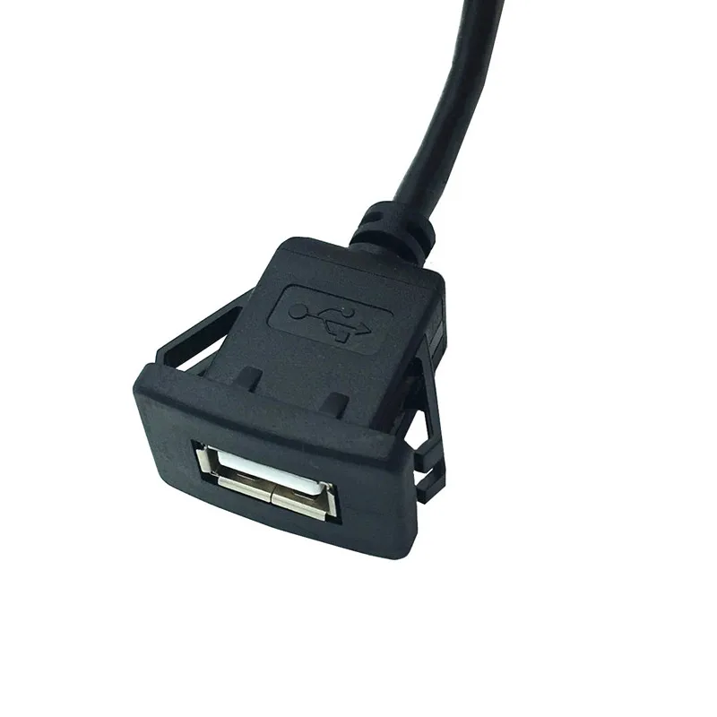 Cable de extensión de montaje en Panel empotrado USB2.0 macho a hembra AUX para salpicadero de motocicleta, barco, camión, coche (cabeza cuadrada) - imagen 4