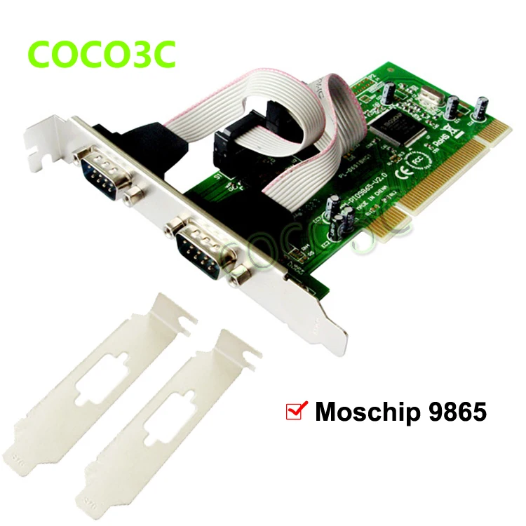 Moschip MCS9865 serie RS-232 tarjeta controladora PCI de 2 puertos PCI a convertidor de tarjeta de dispositivo COM DB9 de 2 puertos + soporte de perfil bajo