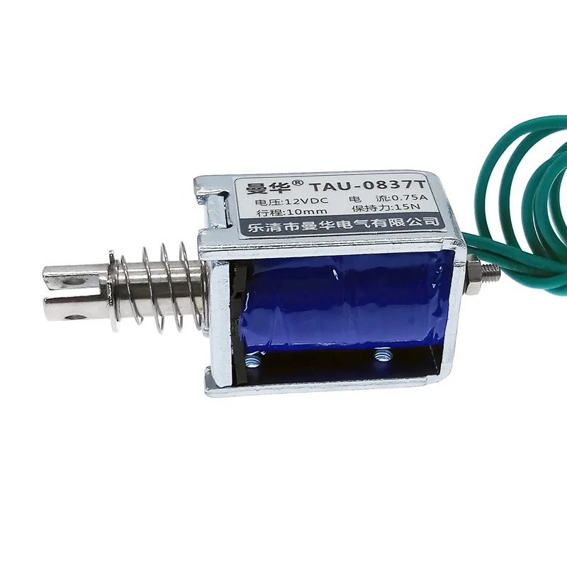 Solenoide electroimán U0837 DC 12V imán eléctrico 24VDC TAU0837T tiro empuje carrera 10mm fuerza máxima 2kg - imagen 4
