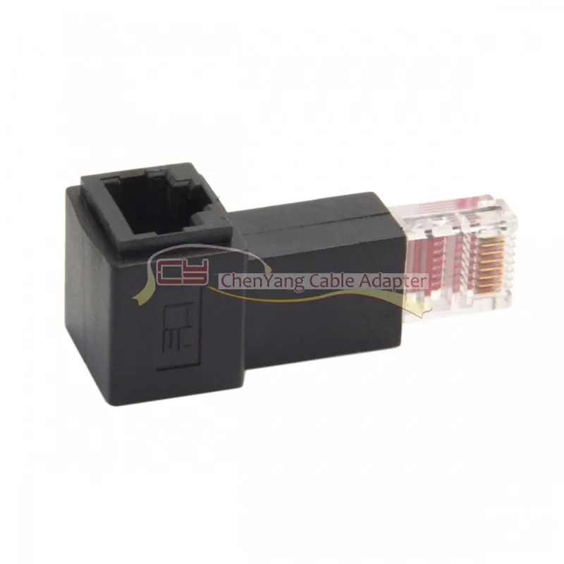 Adaptador de extensión de red Lan Ethernet en ángulo izquierdo de 90 grados 8P 8C FTP STP UTP Cat 5e macho a hembra - imagen 2