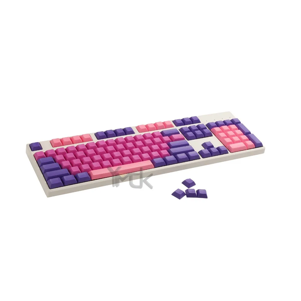 YMDK-Juego de teclas DSA de San Valentín para teclado mecánico MX, 108 en blanco, rosa, Morado, mezclado, PBT