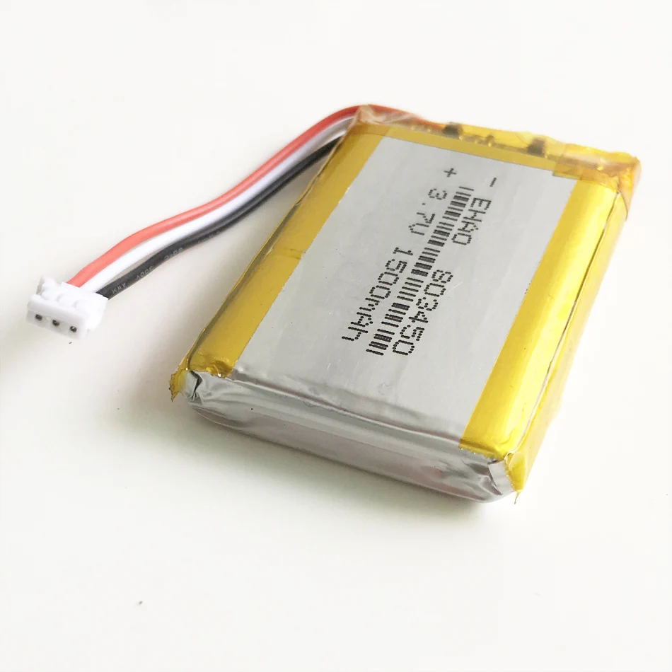 Batería recargable de polímero de litio para ordenador portátil, pila LiPo de 3,7 V y 1500mAh con conector JST ZH de 1,5mm y 3 pines para MP3, DVD, cámara, GPS, 803450 - imagen 5