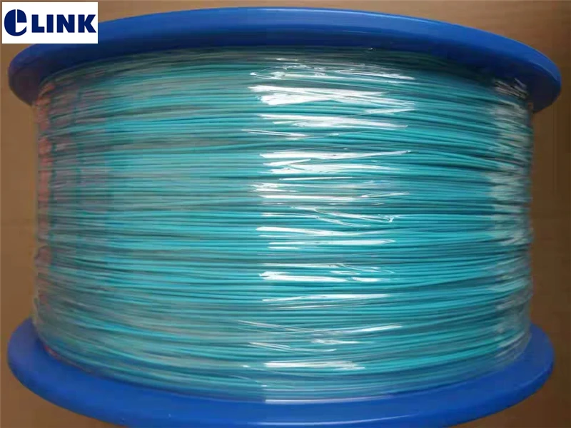 Cable de fibra óptica 0,9mm ajustado OM3-300 multicolor aqua color para coletas de fibra ftth cable de fibra óptica 2,5 km/rollo ELINK 2500mtr - imagen 2
