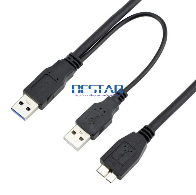 Cable Y para disco duro externo USB 3.0 Micro B negro con cable de alimentación USB: múltiples opciones de longitud de 1,0 m a 10 pies - imagen 3