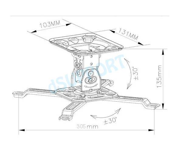 NBT717M Soporte universal para proyector de alta calidad, colgador de montaje en techo, giro inclinable, movimiento completo - imagen 3