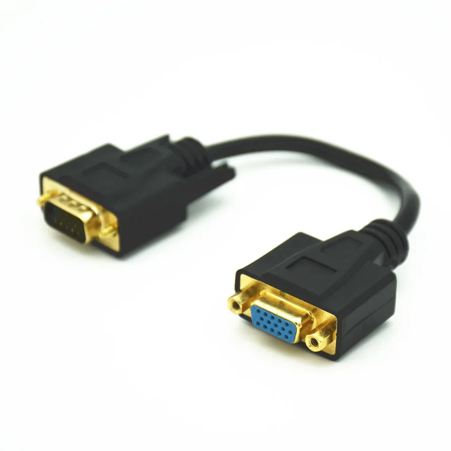 CABLE de extensión VGA a VGA de alta calidad, Cable corto VGA chapado en oro de 20CM, Cable VGA macho a hembra - imagen 4