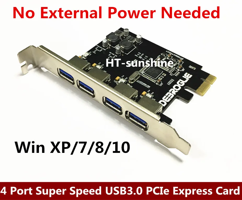 Tarjeta PCIe Express USB 3,0 de supervelocidad de 4 puertos con envío gratis para Windows XP/7/8/10