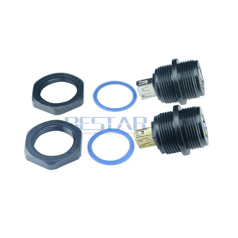 IP67 USB 2,0 4 pines USB 3,0 9 pines hembra a hembra conector de datos impermeable adaptador de enchufe IP 67 conectores a prueba de agua - imagen 3