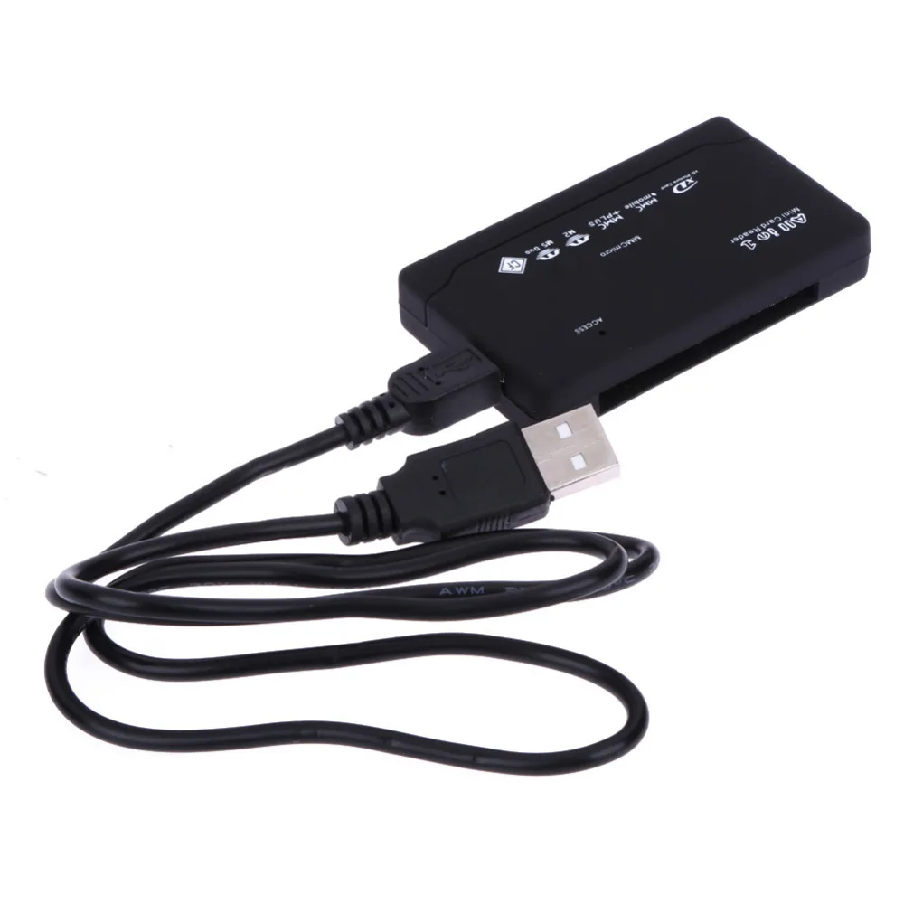 Lector de tarjetas de memoria todo en uno, adaptador USB externa de tarjeta SD SDHC Mini Micro M2 MMC XD CF, color negro