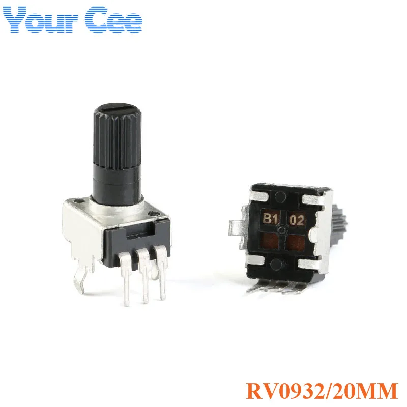 10 Uds Rv09 longitud Vertical 15/20mm 1k 5k 10k 50k 100k 0932 resistencia ajustable de eje potenciómetro de sello de 3 pines RV0932 - imagen 3