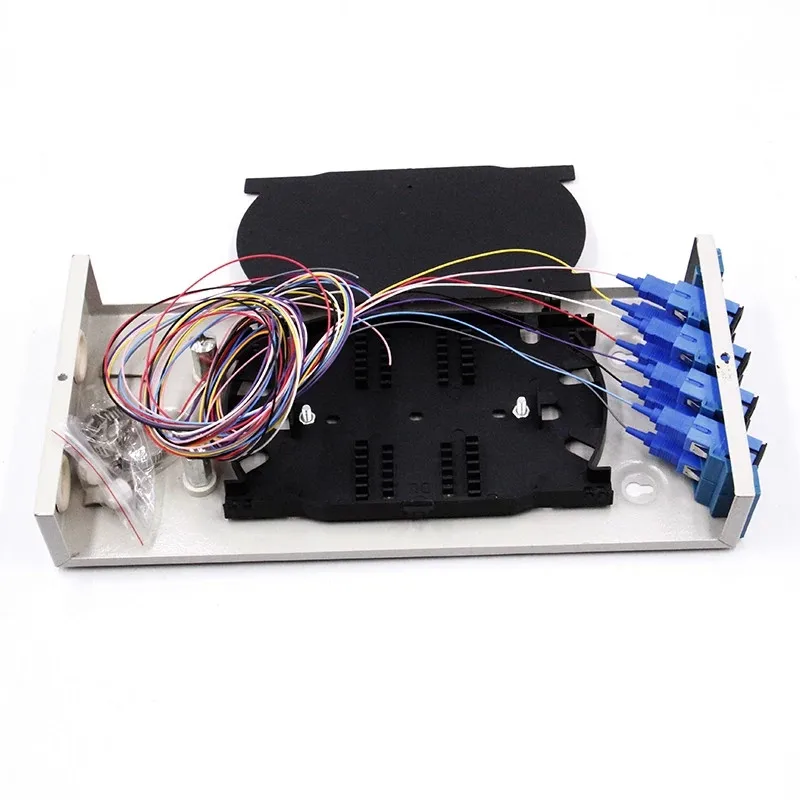 Caja de terminación de fibra 8 núcleos SC montaje en bastidor panel de conexión de fibra óptica totalmente instalado con coletas y adaptador 8 puertos ELINK 1 pieza - imagen 3