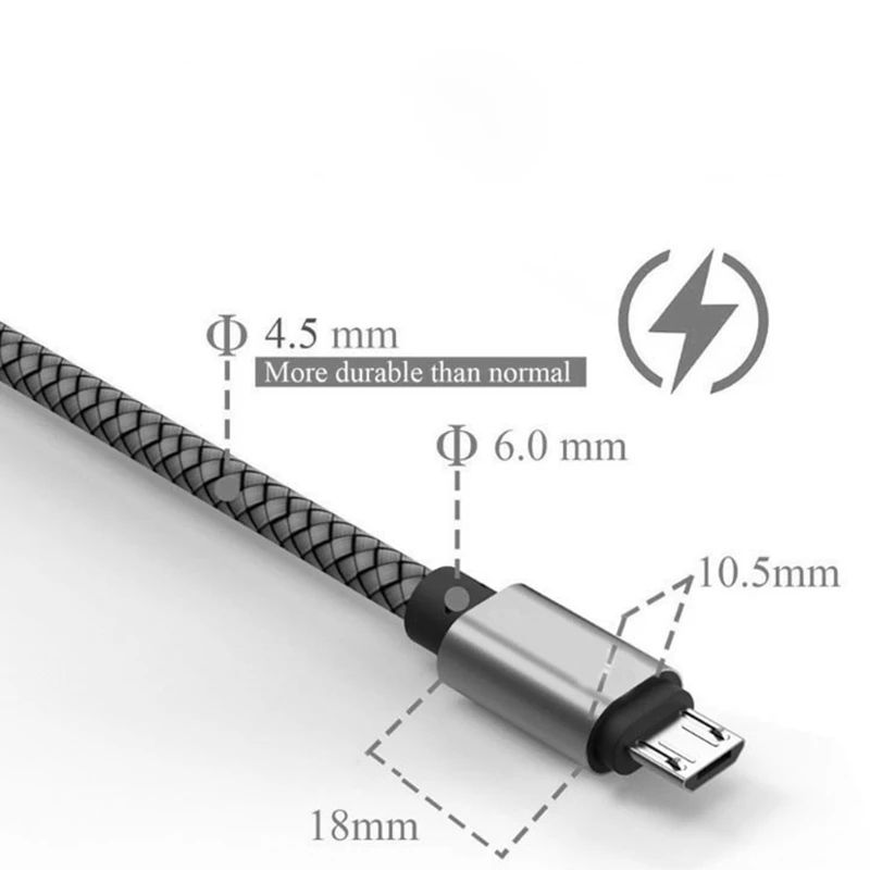 Cargador de teléfono Micro USB de 1M y 2M de largo, cable de carga rápida para Xiaomi Redmi note 4X, 5, 5Plus, 6 Pro, 6A, S2 - imagen 2