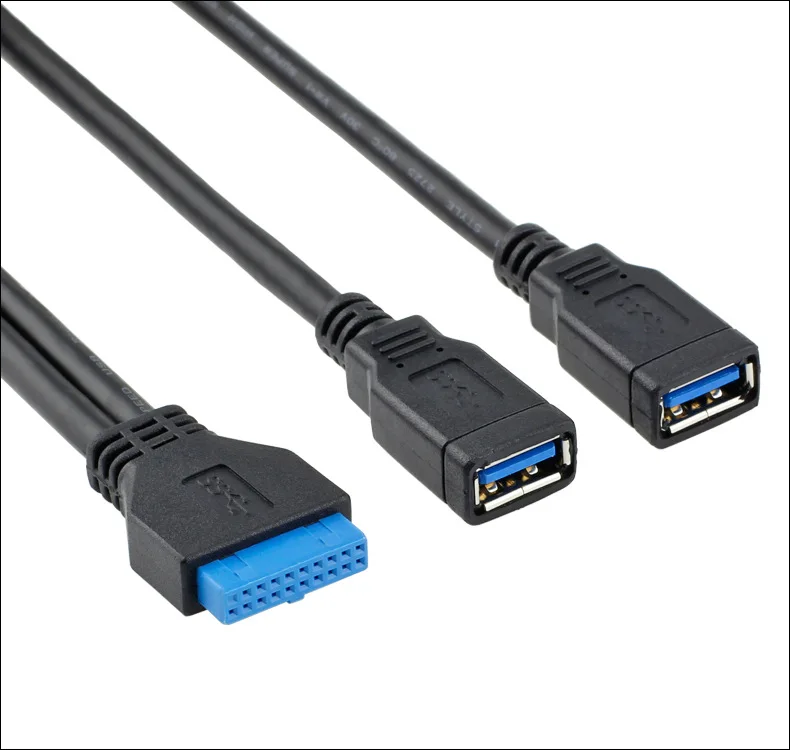 Adaptador de cable usb 3,0 para ordenador de escritorio, conector macho de 20 pines a 2 usb a hembra para placa base Asus P7P55/USB3 Gigabyte Msi Onda - imagen 4