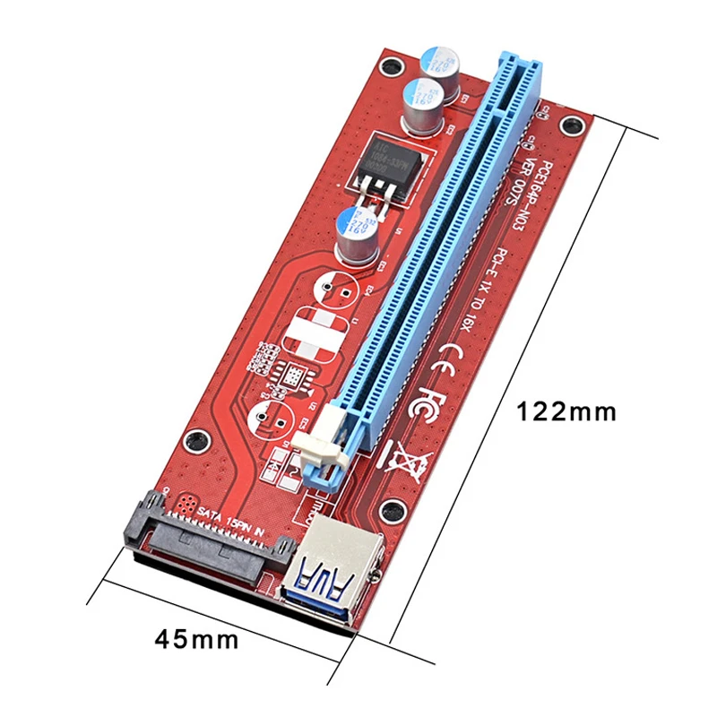 Convertidor USB3.0 PCI-E Express 1x a 16x, tarjeta elevadora de 60CM, fuente de alimentación SATA de 15 Pines, Cable extensor USB 3,0 para minería de Bitcoin - imagen 4