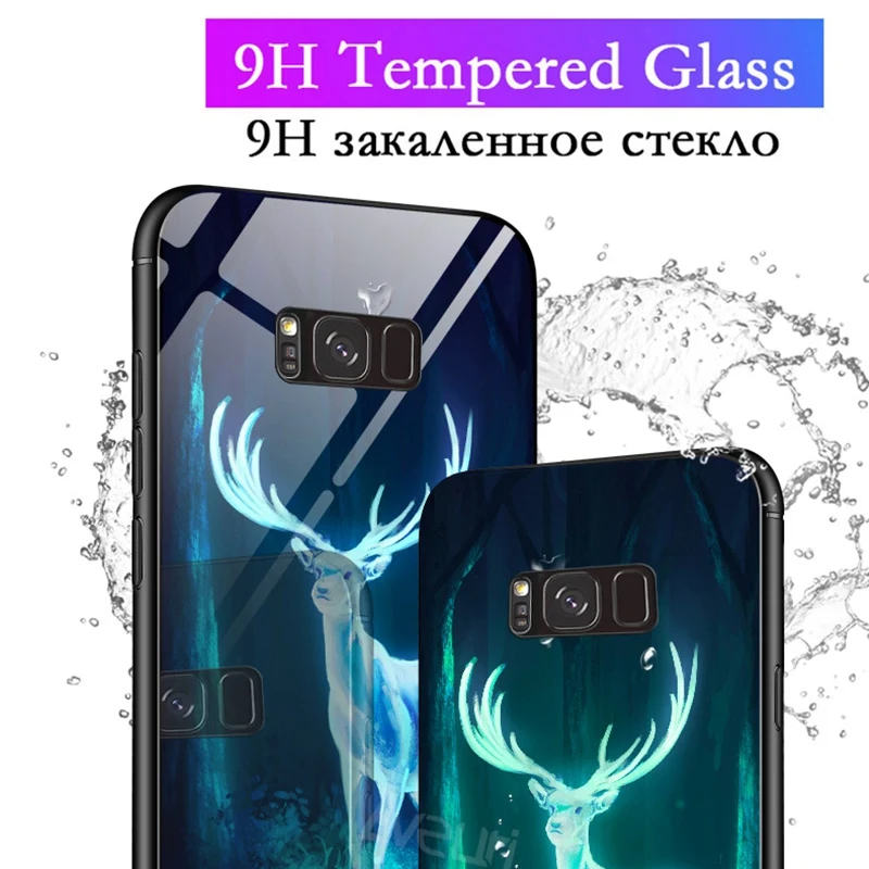 Funda de vidrio templado luminoso para Samsung Galaxy S8, S9, S10 Plus, Note 10 Plus, cubierta trasera, protección a prueba de golpes, funda de teléfono Coque - imagen 4