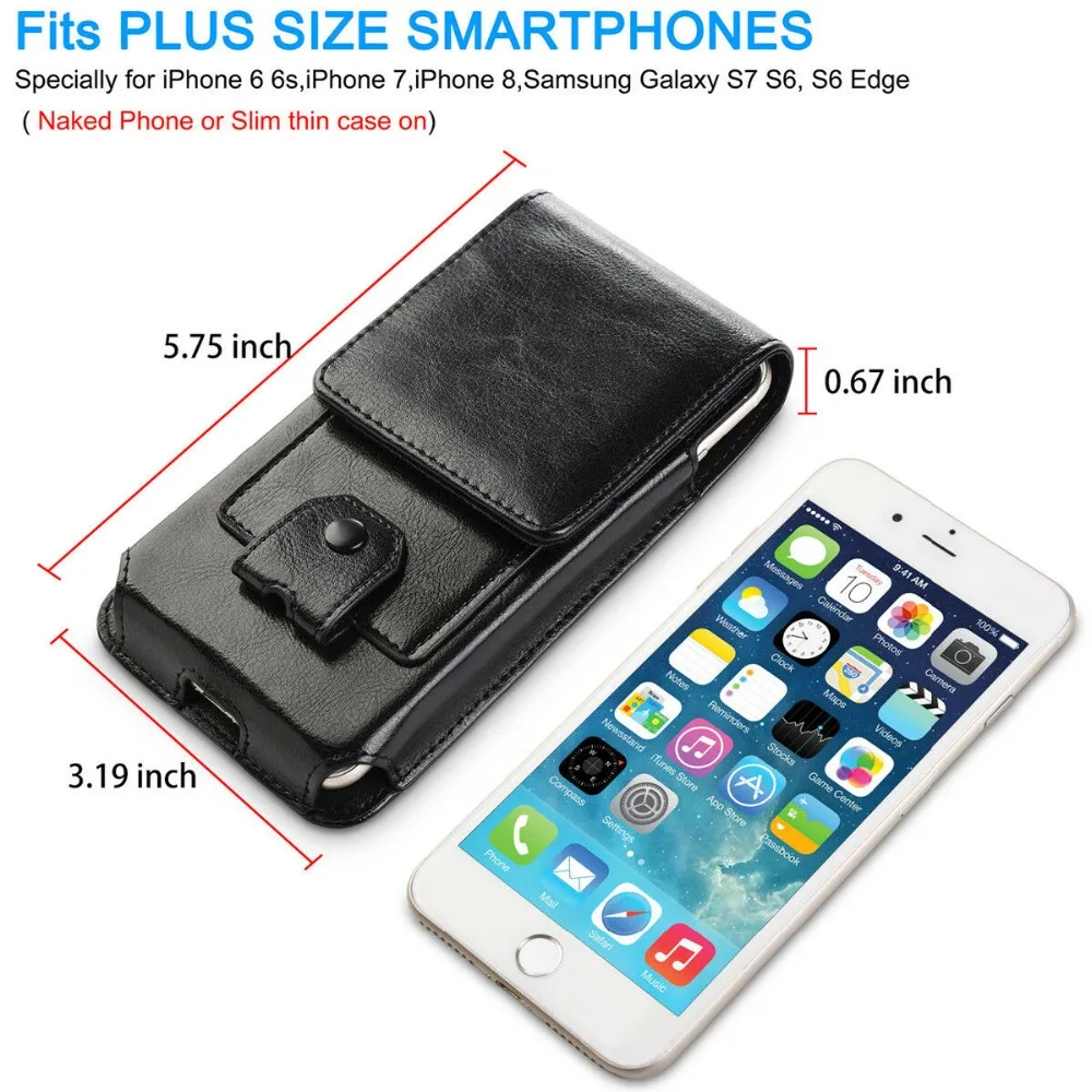 Genuine leather phone pouch Flip holster belt clip vertical waist bag for iphone Xs max 6 7 8 plus universal phone case for XR (6)