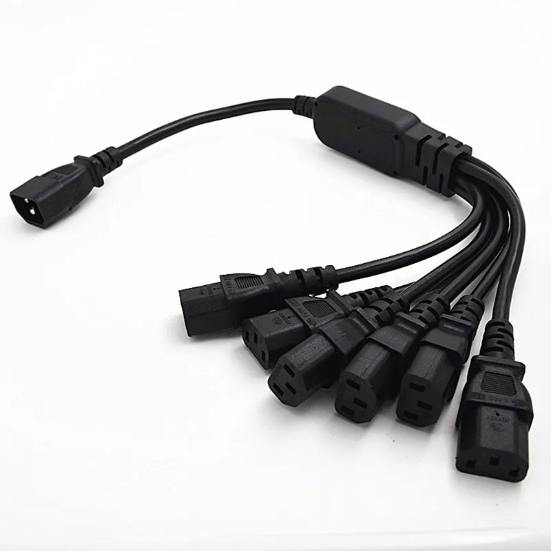 1 a 3 1 a 4 1 a 6 250V/10A IEC 320 C14 enchufe macho a 6XC13 hembra tipo Y cable de alimentación divisor C14 a 6 x C13 - imagen 2