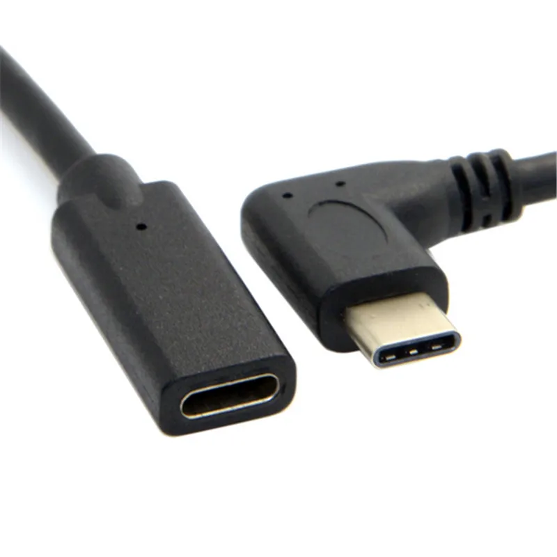 Cable de datos de extensión macho a hembra USB 3,1 tipo C USB-C de 90 grados en ángulo recto de 20cm para Macbook y tableta