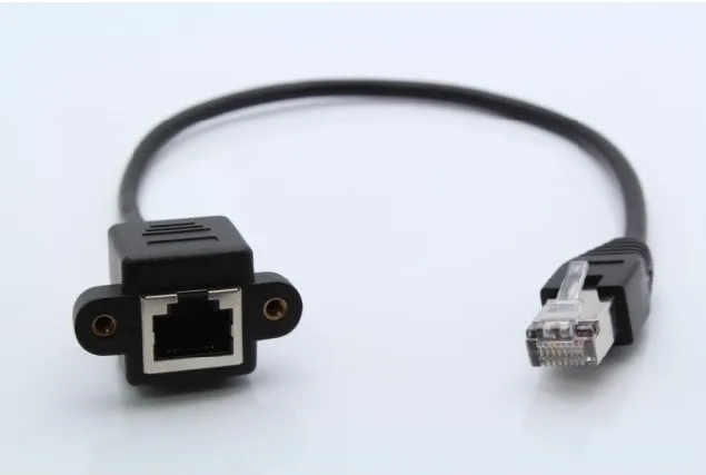 30cm-0-3m-Screw-panel-mount-RJ45-Cat5-male-to-female-Ethernet-LAN-Network-extension-Cable