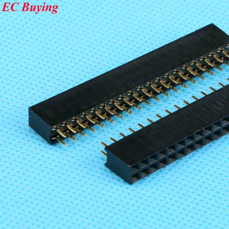 100 Uds 2X20 PIN doble fila recta PIN hembra encabezado 2,54 MM conector de tira de paso 2*20 20p 20 pines 20 pines para placa PCB