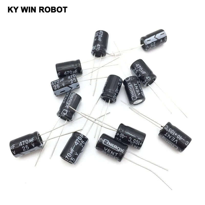 Condensador electrolítico de aluminio, 50 piezas, 470 uF, 25V, 8x12, 470 uf